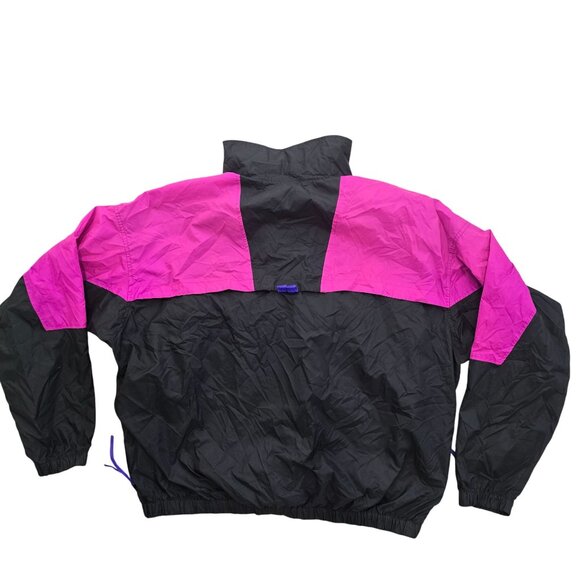 Vintage 90s Columbia Mens XL Retro Windbreaker Jacket Purple Black front pocket - Picture 2 of 8